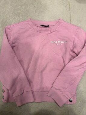 Balmain Pink Sparkle Logo Sweatshirt